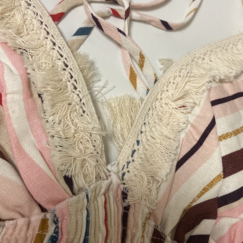 Striped Fringe Linen Short Set - Picture 9 of 17